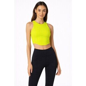 Beyond Yoga Spacedye Motivate High-Neck Cropped Tank Small NWT Chartreuse